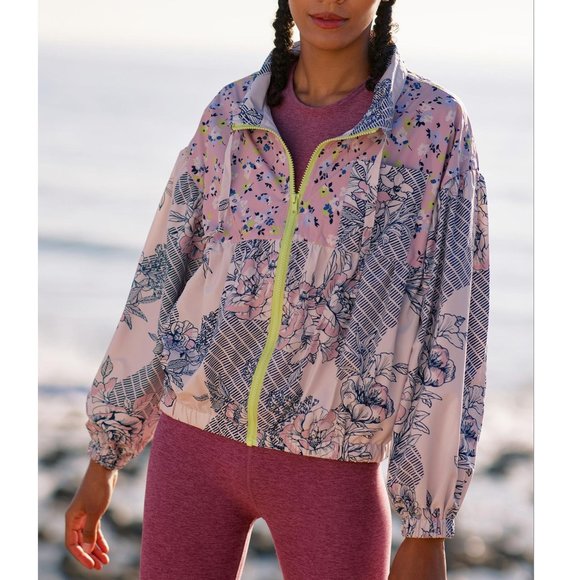 Anthropologie Daily Practice Windbreaker Jacket Pink Floral Print Small - Picture 1 of 11